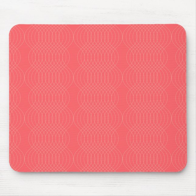 Tapis De Souris Lignes ondulées élégantes, simples, rouges, modern (Devant)