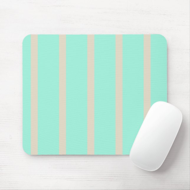 Tapis De Souris Lignes rayées bleu pastel clair et gris (Avec souris)