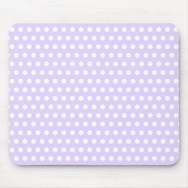 Tapis De Souris Lila clair avec pois blancs (Devant)