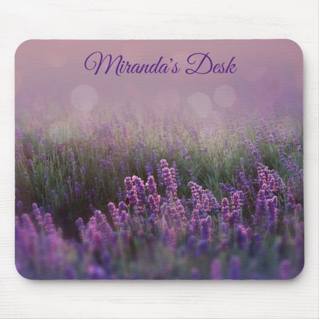 Tapis De Souris Lilac Bokeh Champ de fleurs violet (Devant)