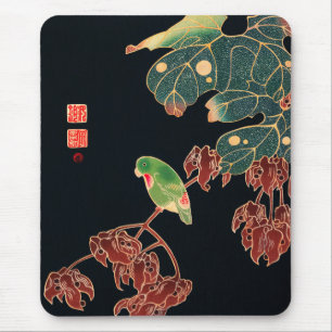 Tapis De Souris L'illustration japonaise du Paroquet Colorful Bird
