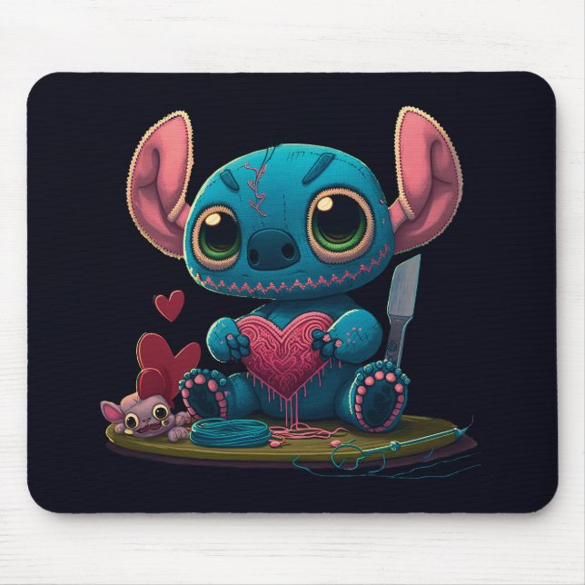 Tapis De Souris Lilo et Stitch Valentine Hearts Graphisme Mousepad (Devant)