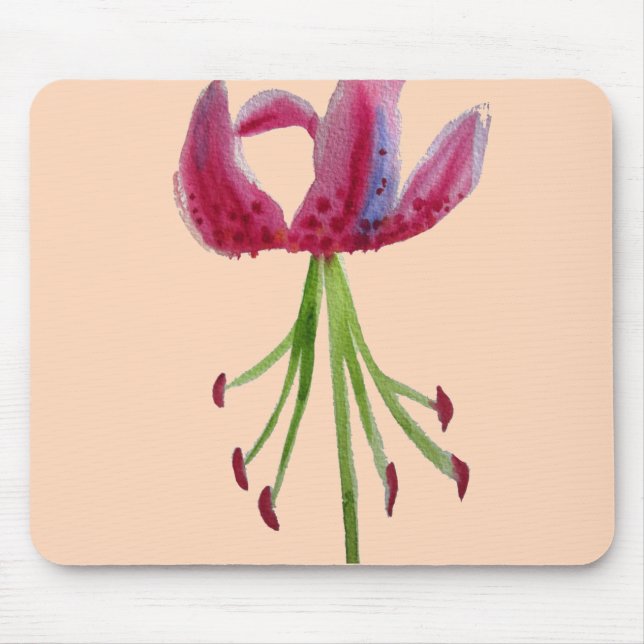 Tapis De Souris Lily rose aquarelle fleur moderne art floral (Devant)
