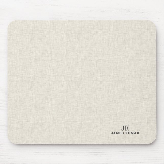 Tapis De Souris Linge de crème légère Texture Imprimer Monogramme (Devant)