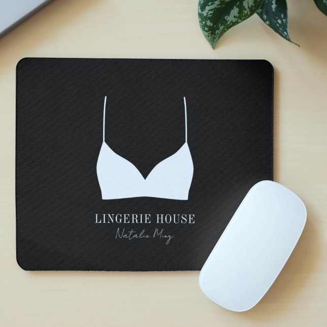 Tapis De Souris Lingerie Boutique Logo Moderne Noir et Blanc (Créateur téléchargé)