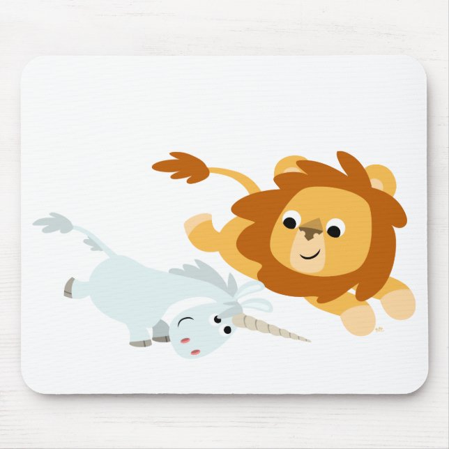Tapis De Souris Lion caricature mignonne et mousepad licorne (Devant)