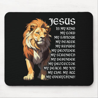 Tapis De Souris Lion Christian Jesus Est Mon Roi, Dieu, Seigneur,