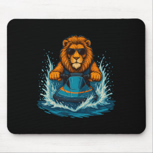 Tapis De Souris Lion Cool Avec Lunettes de Soleil Félin Pilote de