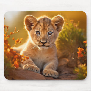Tapis De Souris Lion Cub animal sauvage Tranquille paisible