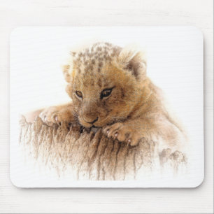 Tapis De Souris Lion cub close cute eyes lookout