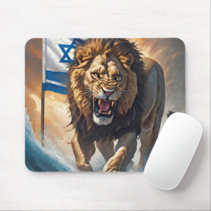 Tapis De Souris Lion De Fierce Avec Drapeau Israélien