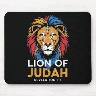 Tapis De Souris Lion de Juda Dieu Jésus Croix Chrétien Religieux