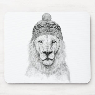 Tapis De Souris Lion d'hiver (bw)
