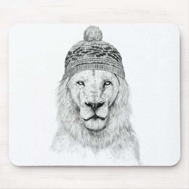 Tapis De Souris Lion d'hiver (bw) (Devant)