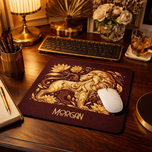 Tapis De Souris Lion doré majestueux personnalisé
