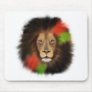 Tapis De Souris lion fierté noire rouge vert unité jungle chat roi