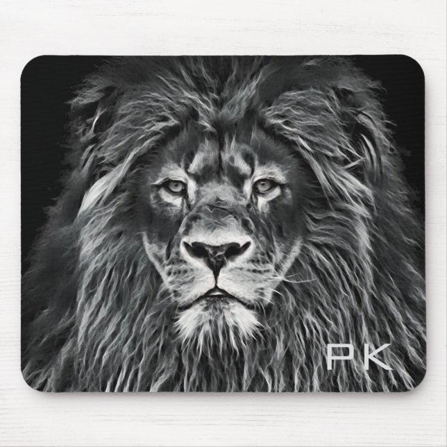 Tapis De Souris Lion Gris Majestic Monogramme (Devant)