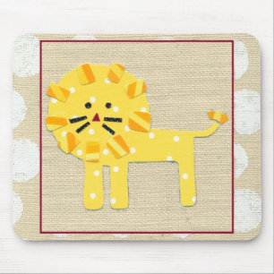 Tapis De Souris Lion jaune avec le pois blanc