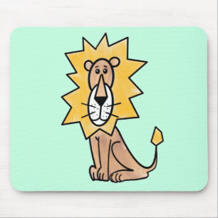 Tapis De Souris lion mignon dessin animé enfants rétro safari jung