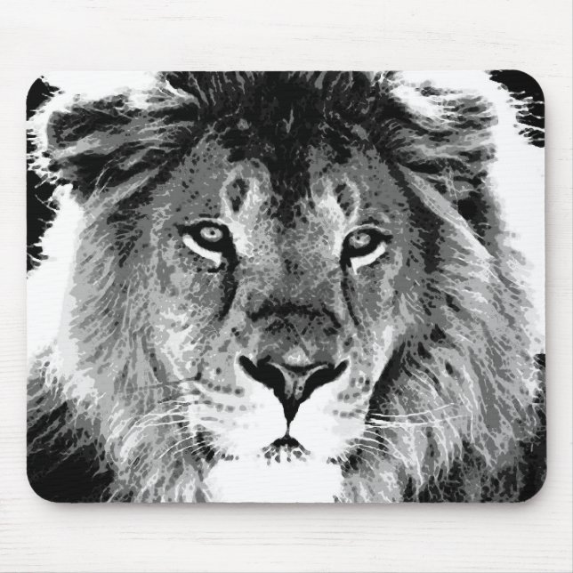 Tapis De Souris Lion noir et blanc (Devant)