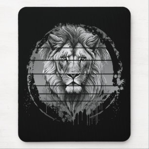 Tapis De Souris Lion noir et blanc