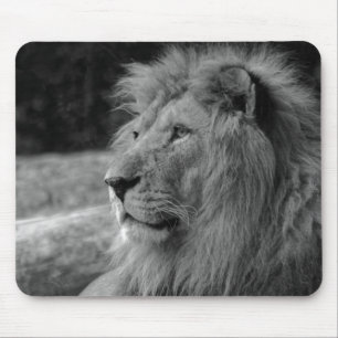 Tapis De Souris Lion noir et blanc - Animal sauvage