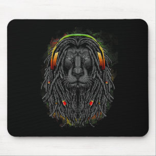 Tapis De Souris Lion Rasta Noir Avec Dreads - Montrez Votre Fierté