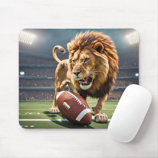 Tapis De Souris Lion rugissant avec football (Avec souris)