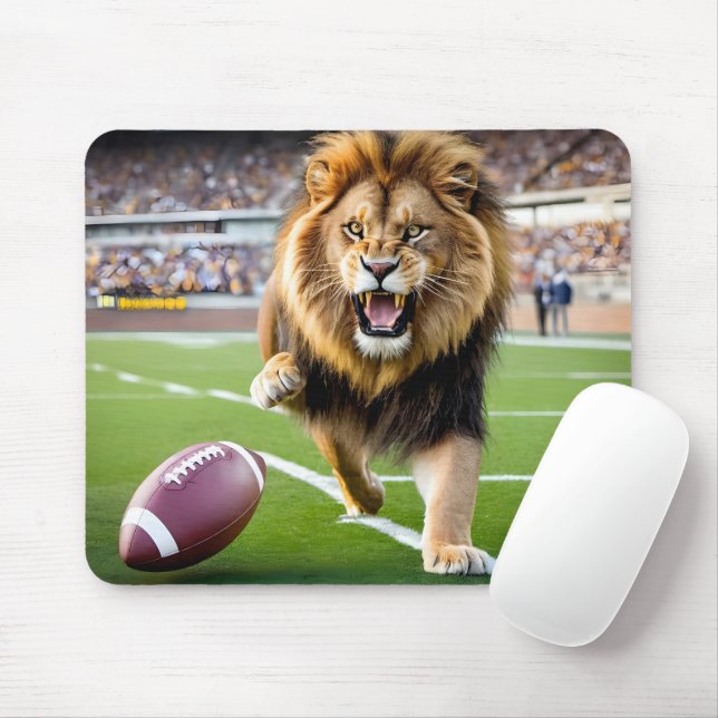 Tapis De Souris Lion rugissant avec football (Avec souris)
