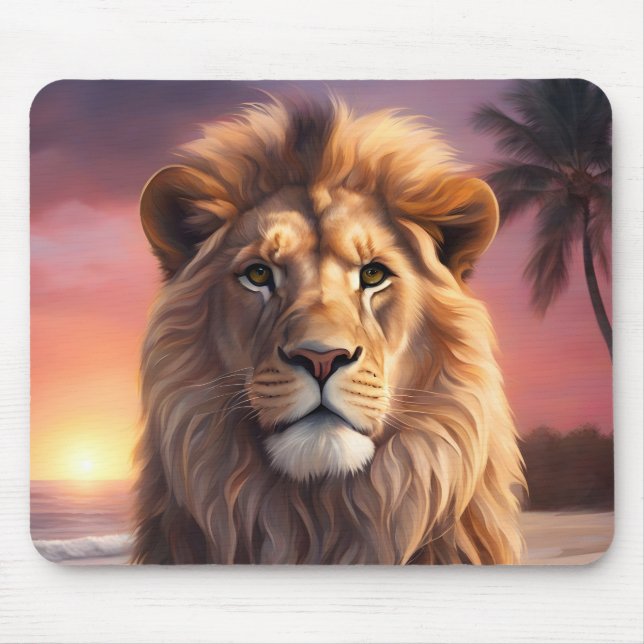 Tapis De Souris Lion sur la plage (Devant)
