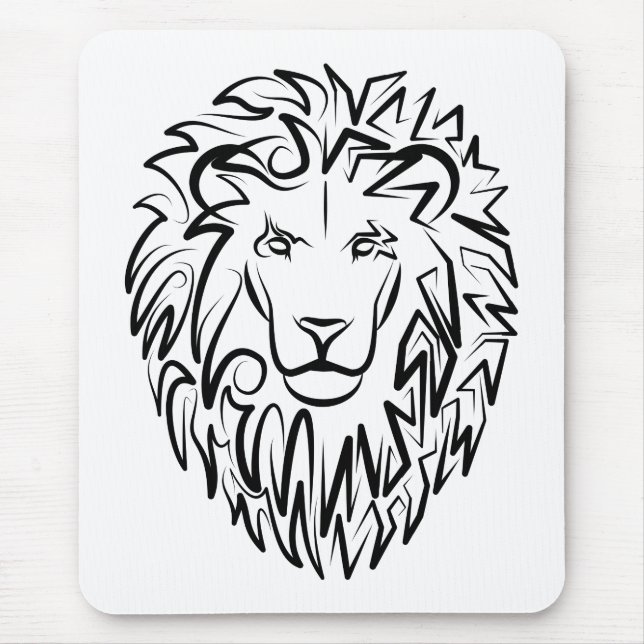 Tapis De Souris Lion tribal noir et blanc (Devant)