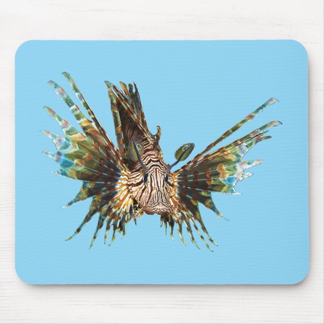Tapis De Souris Lionfish - Conception abstraite - Découpe d'une ph (Devant)