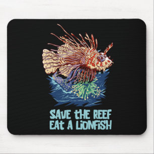 Tapis De Souris Lionfish Sauver Le Récif Manger Lion Drôle Mignon
