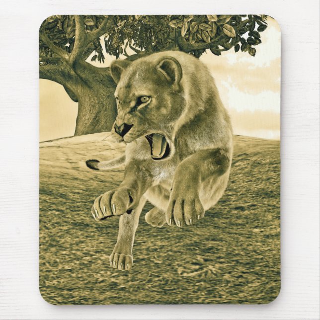 Tapis De Souris Lionne Chasseuse (Devant)