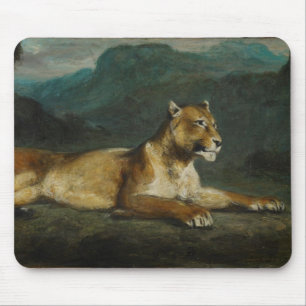 Tapis De Souris Lionne reposant, c.1855 (huile sur le panneau)
