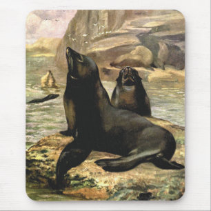 Tapis De Souris Lions de la mer de Californie vintage par CE Swan