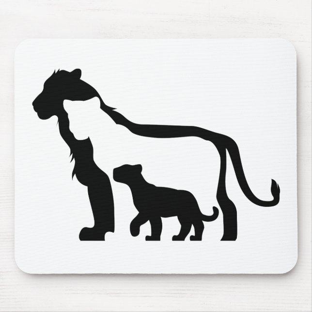 Tapis De Souris Lions noirs et blancs (Devant)