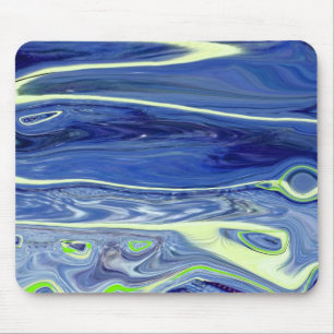 Tapis De Souris Liquide Abstrait Bleu et Vert