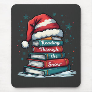 Tapis De Souris Lire à travers la neige Lire Xmas Père Noël Amateu