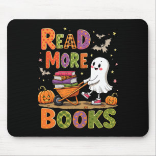 Tapis De Souris Lire plus Livres Halloween Cute Ghost Lecteur Éffr