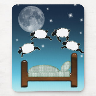 Tapis De Souris Lit, ciel, et compte des moutons la nuit