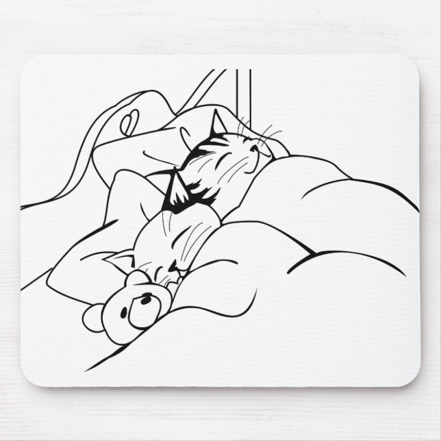 Tapis De Souris Lit Sleep Chat Dream Kitten Bons amis (Devant)