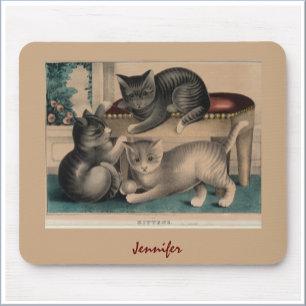Tapis De Souris Lithographe vintage Adorable Kittens