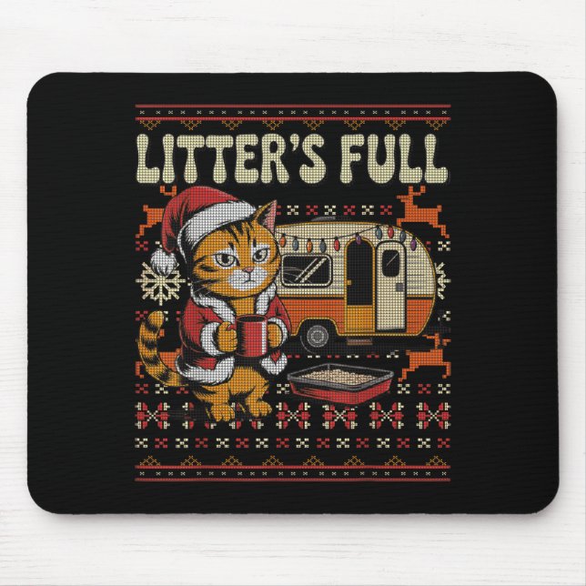 Tapis De Souris Litter’s Full Cat Parody Cat Owner Christmas Ugly  (Devant)