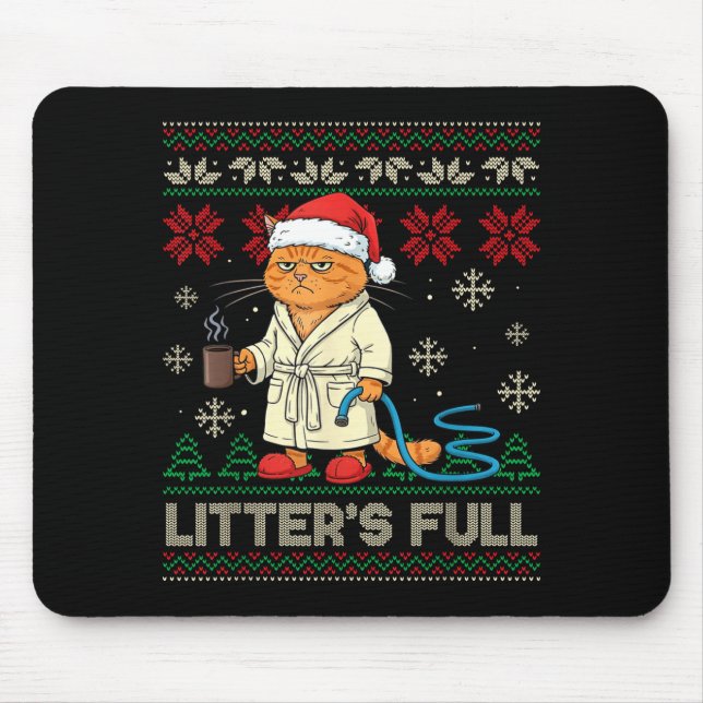 Tapis De Souris Litter’s Full Funny Cat Lovers Ugly Christmas Swea (Devant)