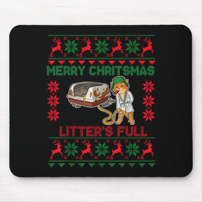Tapis De Souris Litter's Full Merry Christmas Funny Cat Lover Ugly (Devant)