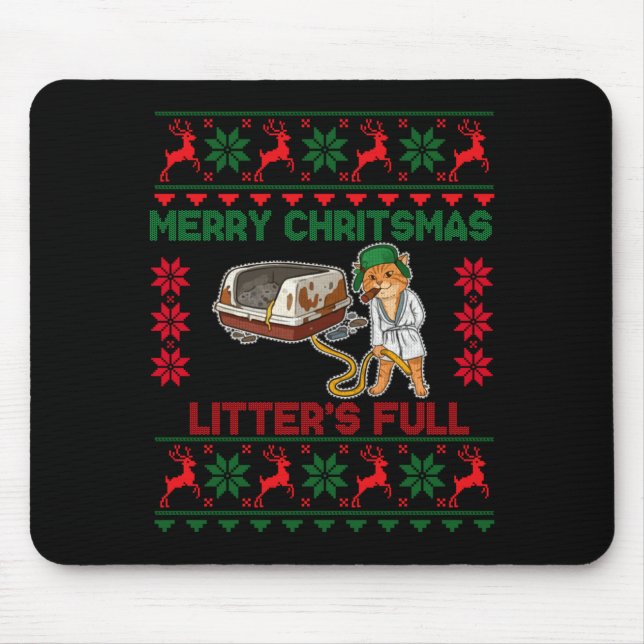 Tapis De Souris Litter's Full Merry Christmas Funny Cat Lover Ugly (Devant)