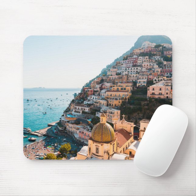 Tapis De Souris Littoral | Positano Italie, Village de Cliffside (Avec souris)