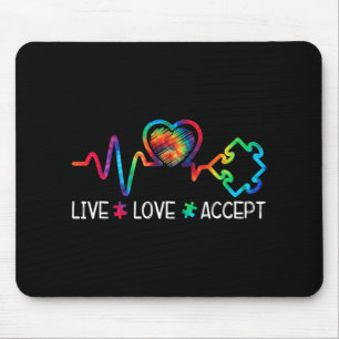 Tapis De Souris Live Love Accepter Sensibilisation sur l'autisme C