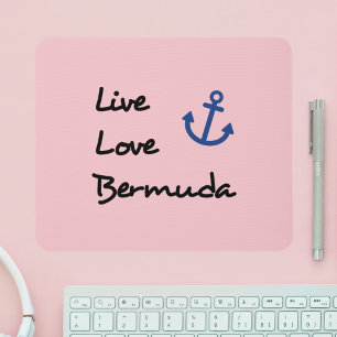 Tapis De Souris Live Love Bermuda Script Texte avec Ancre